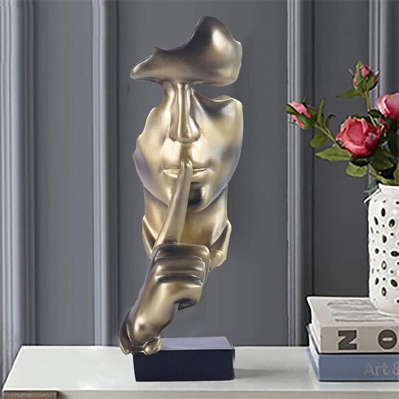 Thinker Statue Silence is Gold Abstract Art Figurine Decor for Creative Room - Picture 5 of 9